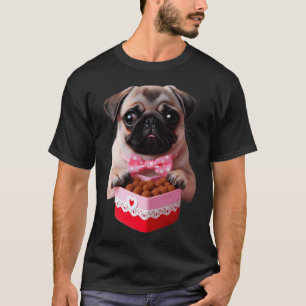 Adorable Pug Dog Valentine Treat Box Illustration T-Shirt
