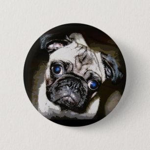 adorable pug face 2 inch round button