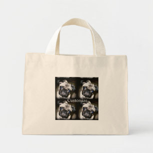 adorable pug face mini tote bag