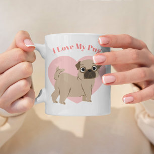 Adorable Pug Illustration Custom Photo Coffee Mug