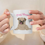 Adorable Pug Illustration Custom Photo "Pug Mom" Coffee Mug<br><div class="desc">Adorable pug themed design featuring a sweet and funny pug puppy illustration. This design can be easily personalized with your text of choiceand pet photo.</div>
