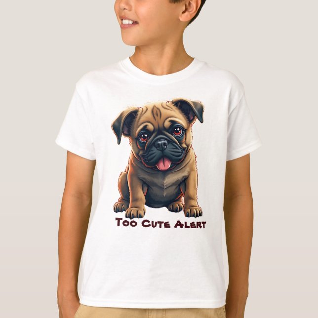 Adorable Pug Illustration T-Shirt (Front)