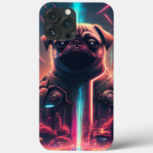 Adorable Pug in Futuristic Robot Costume iPhone 13 Pro Max Case