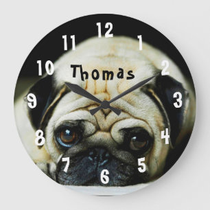 Adorable Pug Large Clock