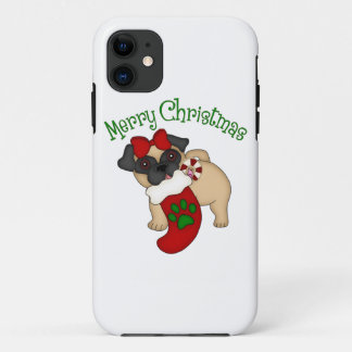 Adorable Pug Themed Holiday Christmas Tees, Gifts iPhone 11 Case