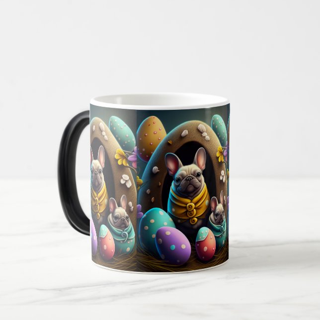 Adorable Pug with Easter Eggs A Festive and Cute Magic Mug (Front Left)