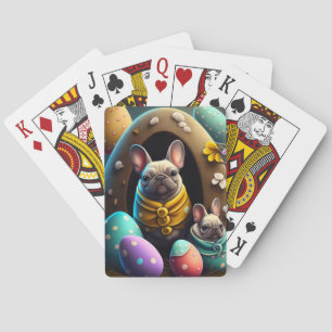 Adorable Pug with Easter Eggs A Festive and Cute Playing Cards