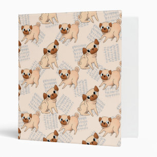 Adorable Pugs on Light Tan Background Binder