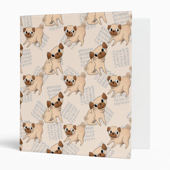 Adorable Pugs on Light Tan Background Binder (Front/Inside)