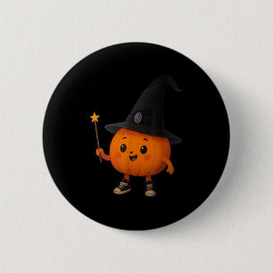 Adorable Pumpkin Wizard 2 Inch Round Button