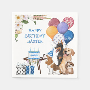 Adorable Puppies Having Birthday Party Napkin
