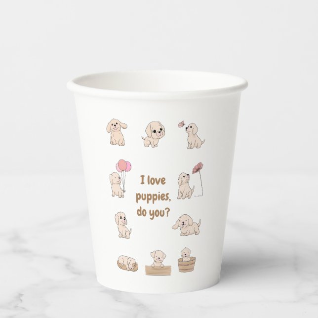 Adorable Puppy Birthday Party Paper Cups (Front)