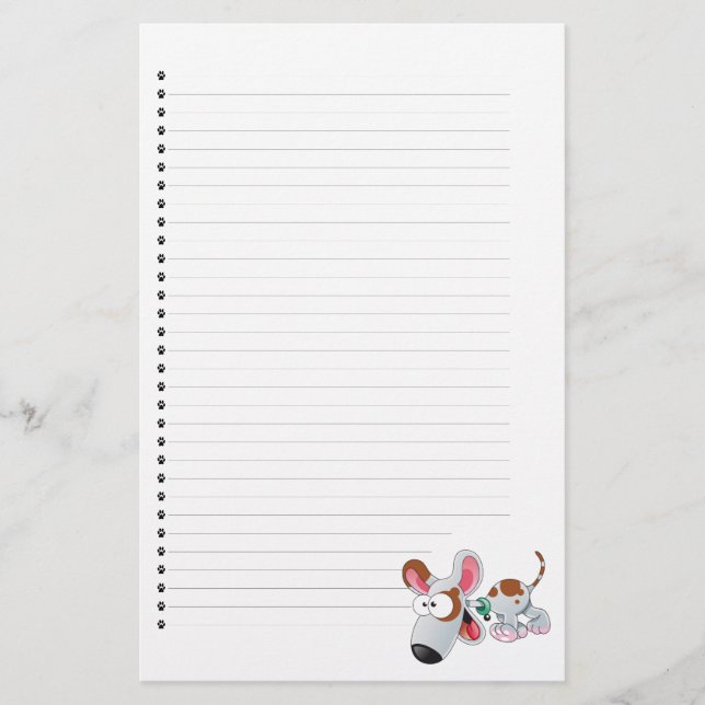 Adorable Puppy Dog Lined Stationery (Front)