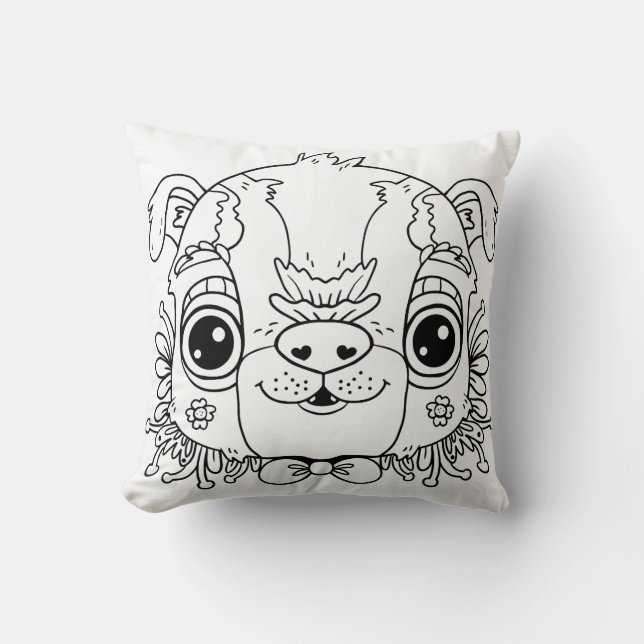 Adorable Puppy Face Throw Pillow (Front)