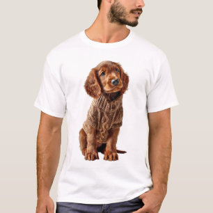 Adorable Puppy in Cozy Brown Knit Sweater