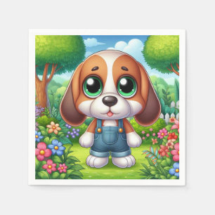 Adorable Puppy In Overalls Napkin