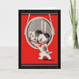 adorable puppy in the mirror card