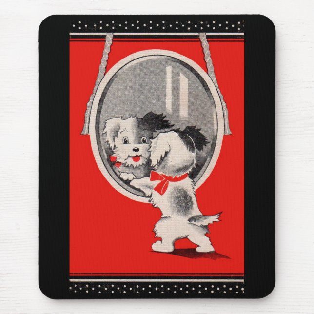 adorable puppy in the mirror mouse pad (Front)