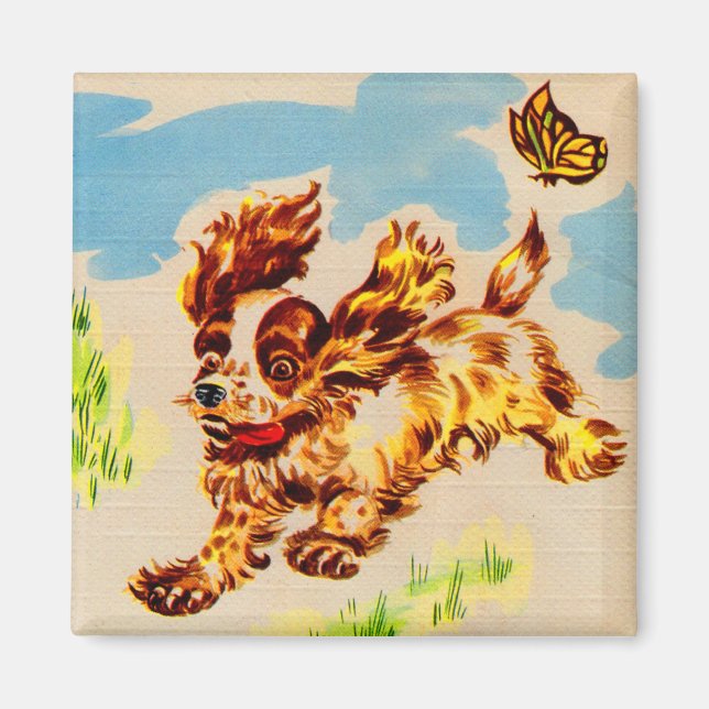 adorable puppy on the run magnet (Front)