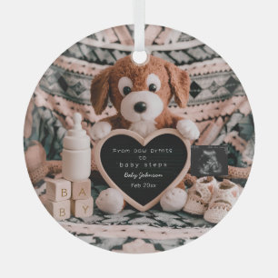 Adorable puppy plushy pregnancy announcement  glass ornament