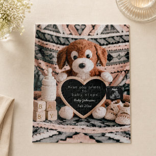 Adorable puppy plushy pregnancy announcement jigsaw puzzle