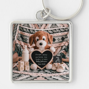 Adorable puppy plushy pregnancy announcement  keychain