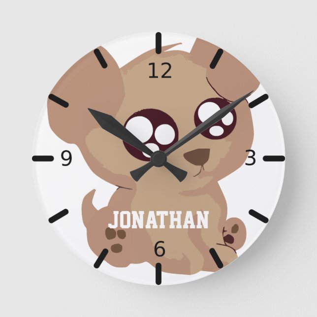 Adorable Puppy Round Clock (Front)