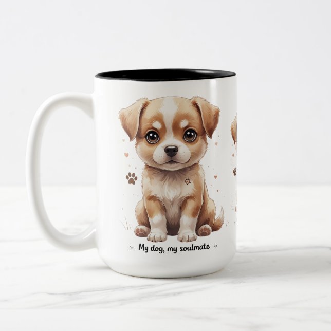 Adorable Puppy Soulmate Mug – Sweet Dog Love Gift (Left)