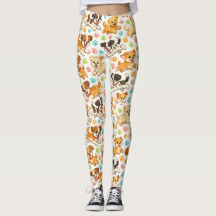 Adorable Puppy Watercolor Pattern (3) Leggings