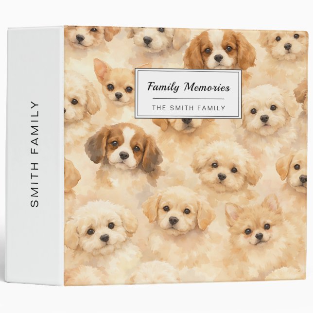 Adorable Puppy Watercolor Pattern (4) Binder (Front/Spine)