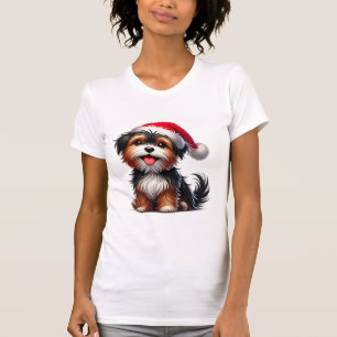 Adorable Puppy With Santa Hat T-Shirt