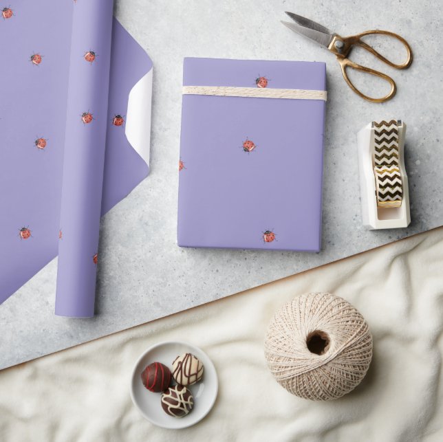 Adorable purple Ladybug Wrapping Paper (Crafts)