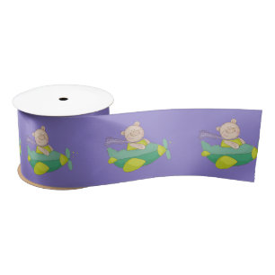 Adorable Purple Teddy Bear Ribbon Satin Ribbon