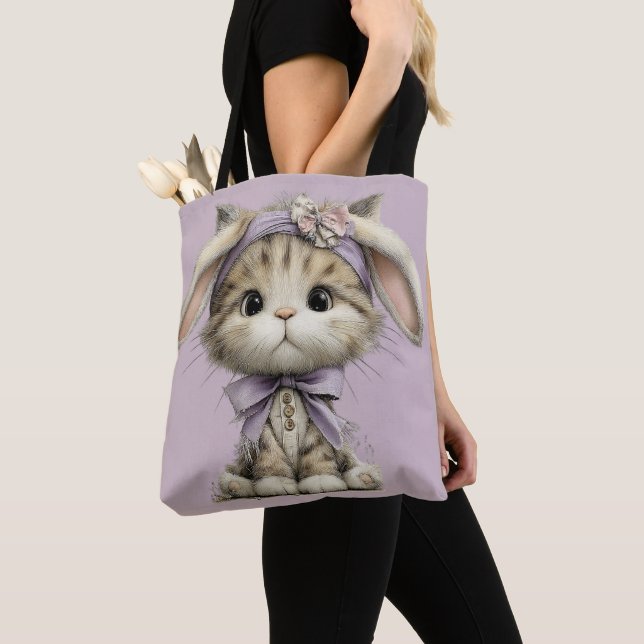 ADORABLE QUIRKY EASTER THEMED KITTENS TOTE BAG (Close Up)