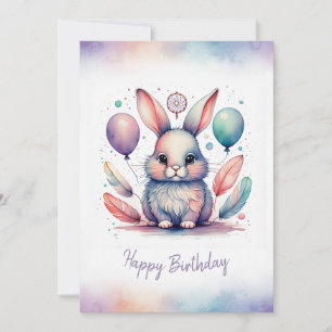 Adorable Rabbit BunnyLonghorn Happy Birthday Holiday Card