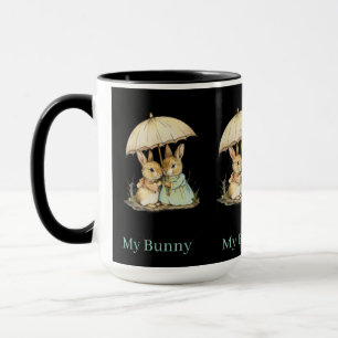 Adorable Rabbit Couple Coffee Cup, Romantic Animal Mug