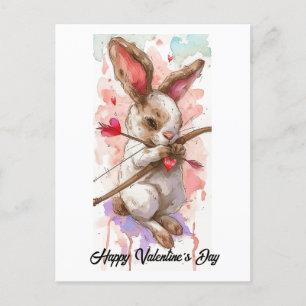 Adorable Rabbit Cupid Valentine Postcard
