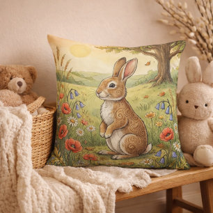 Adorable Rabbit Forest Animals  Throw Pillow