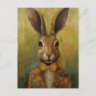 Adorable Rabbit in a Floral Suit Postcard