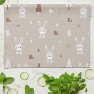 Adorable Rabbit Kids Pattern Kitchen Towel