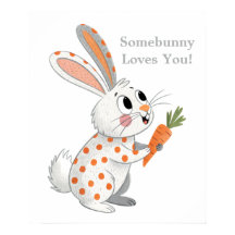  Adorable Rabbit Orange & White Playful Bunny Art 