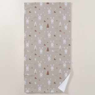 Adorable Rabbit Pattern Beach Towel