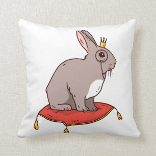 Adorable Rabbit With Crown Throw Pillow