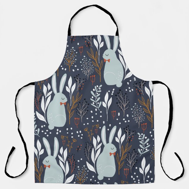 Adorable Rabbits: Forest Seamless Pattern Apron (Front)