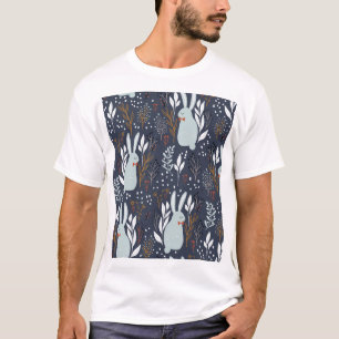Adorable Rabbits: Forest Seamless Pattern T-Shirt