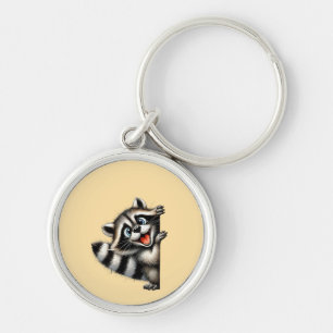 Adorable Raccoon Christmas Peek - Cute Holiday Gif Keychain