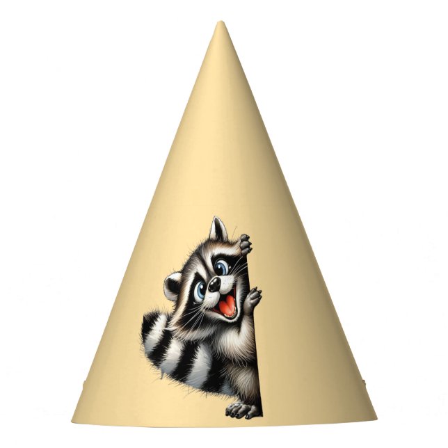 Adorable Raccoon Christmas Peek - Cute Holiday Gif Party Hat (Front)