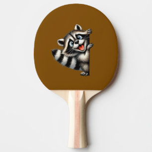Adorable Raccoon Christmas Peek - Cute Holiday Gif Ping Pong Paddle