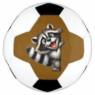 Adorable Raccoon Christmas Peek - Cute Holiday Gif Soccer Ball