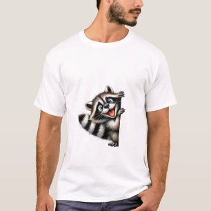 Adorable Raccoon Christmas Peek - Cute Holiday Gif T-Shirt
